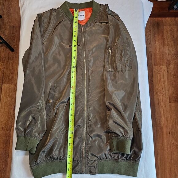 Better Be Shiny Bomber Jacket in Olive Green Zip up w Pockets sz M - Picture 6 of 7